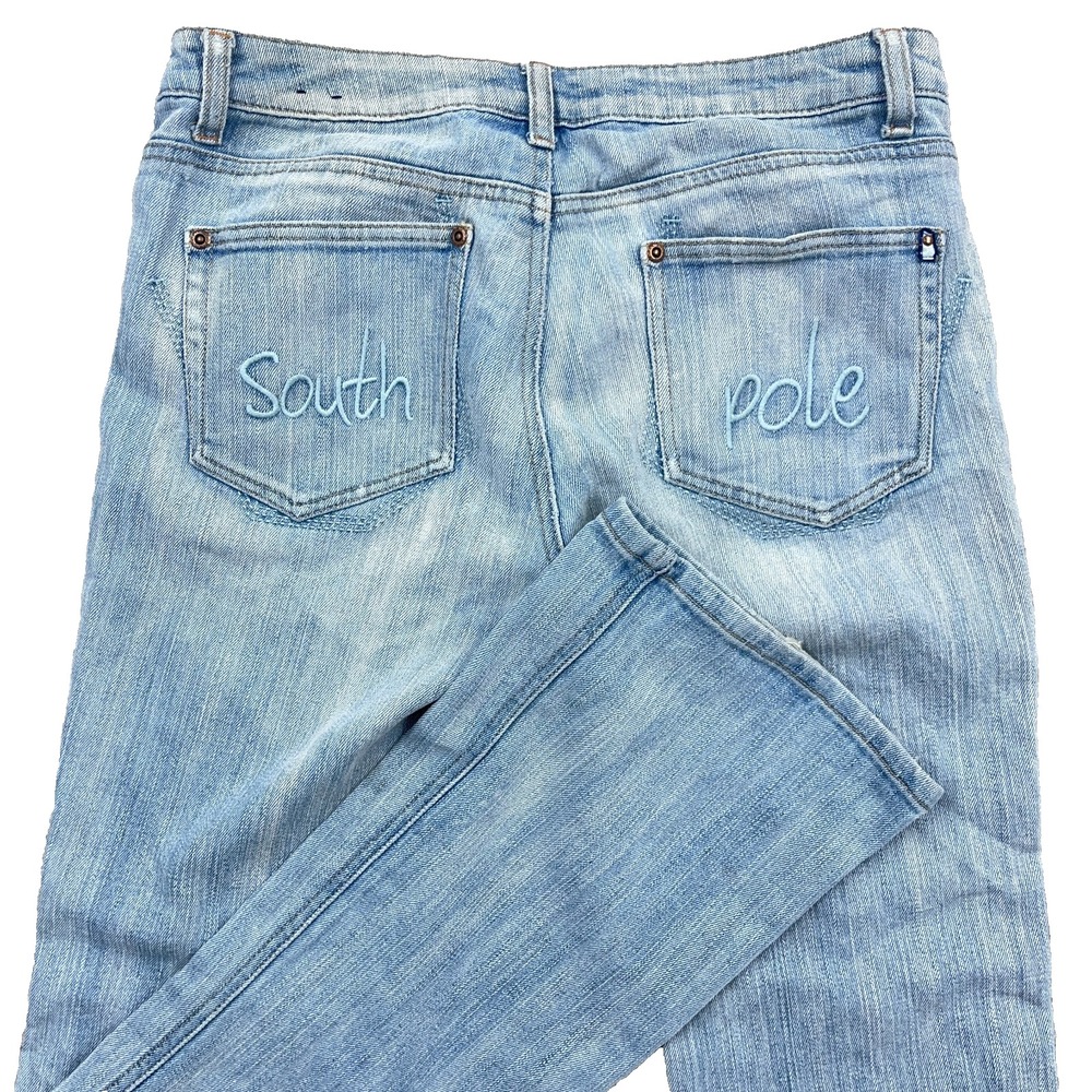 Vintage South Pole Jeans Women Size 7 Bootcut Flare Light Y2K 2000s Embroidered